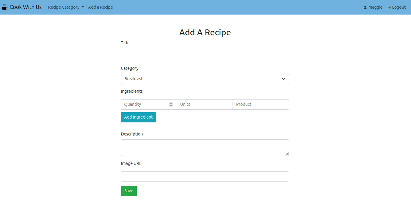 добавление рецепта cook with us