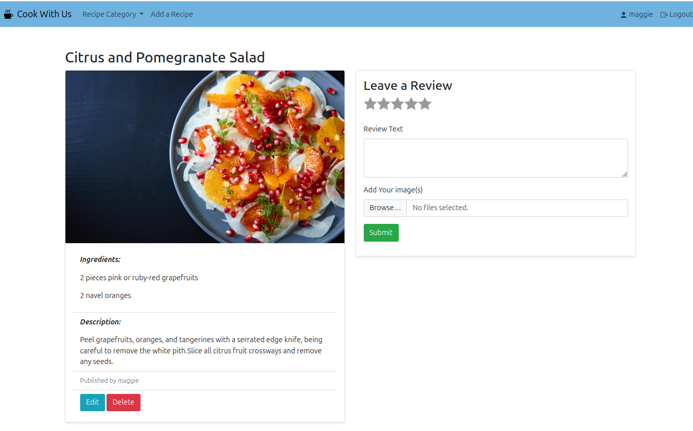 редактирование рецепта cook with us