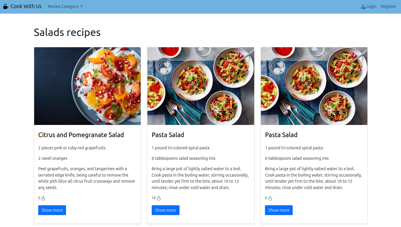 катгеории рецептов cook with us