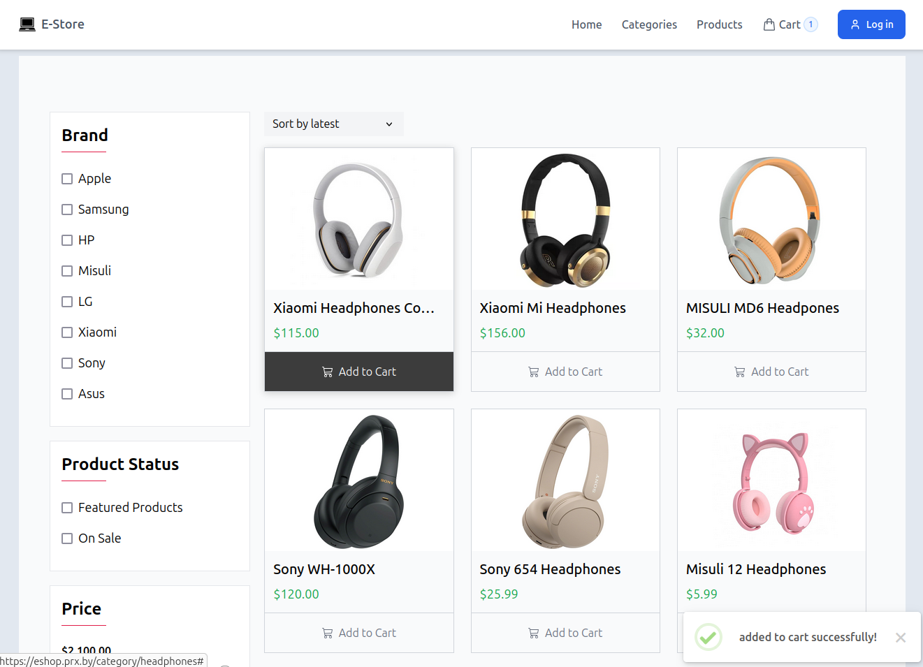 карточки товаров e-store